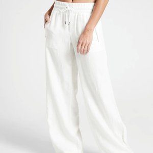 Cabo Linen Wide Leg Pant | Calla Lily/White